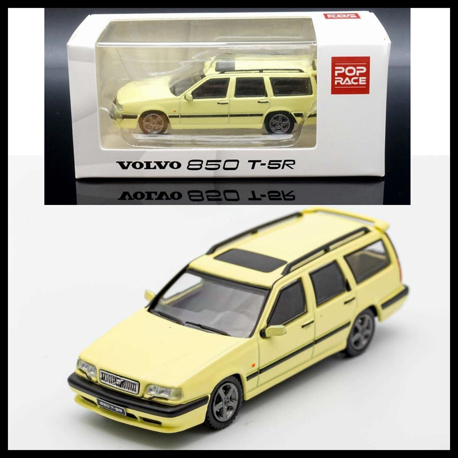 POPRACE 1/64 Volvo 850 T5-R Estate yellow New Diecast Car POP RACE