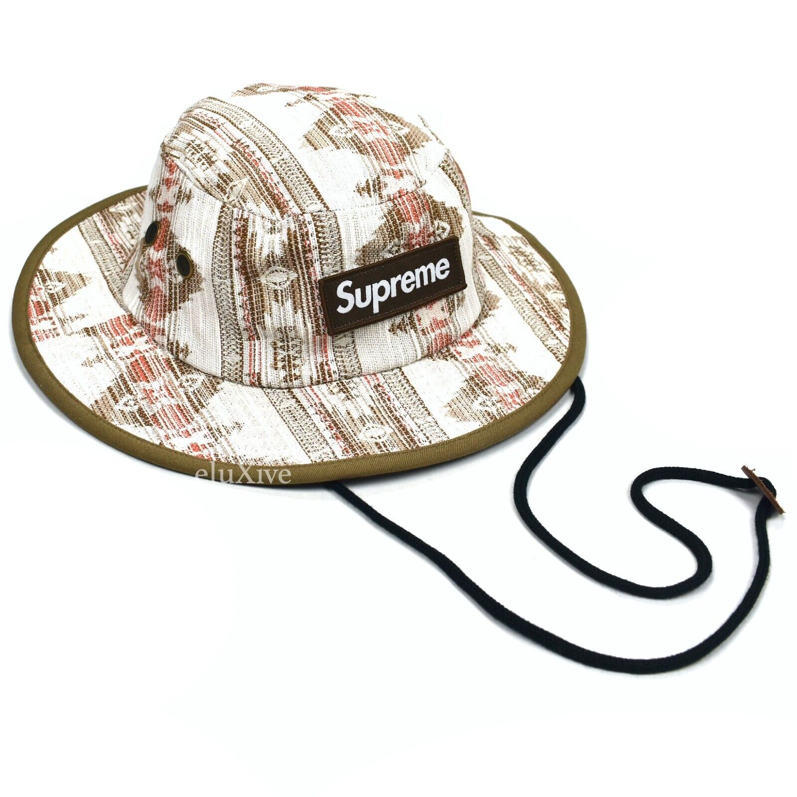 NWT Supreme Woven Pattern Box Logo Boonie Bucket Hat Beige NWT Supreme Woven Pattern Box Logo Boonie Bucket Hat Beige