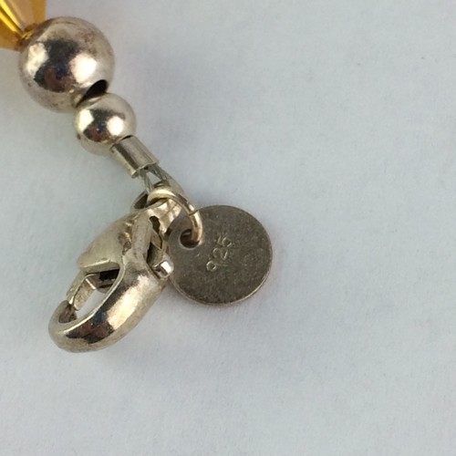 Vtg Emily Ray Bracelet Stamped Sterling Silver Orange Red Beads Crystals Ornate