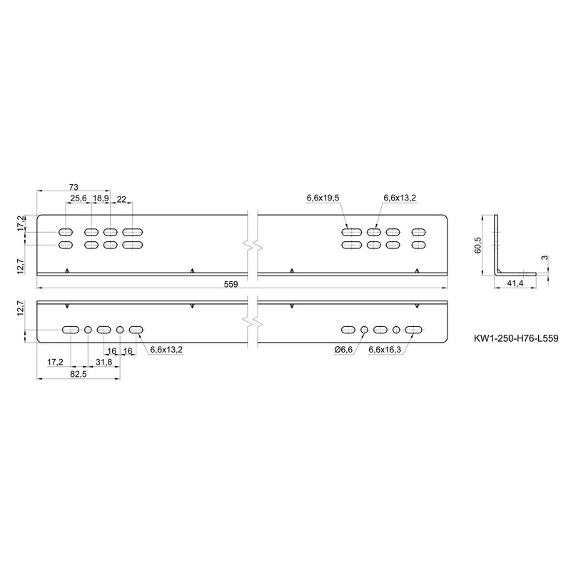 Montagewinkel Kw1-250-H76 Winkelset FÃ¼R Junker Schwerlastauszug Kv1-250-H76