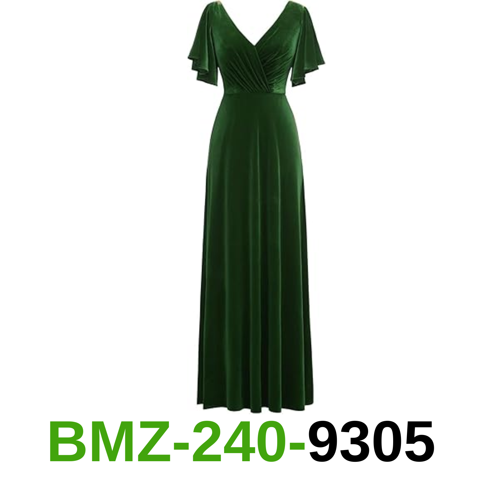 Flutter Sleeve Velvet Bridesmaids Dresses V Neck Women Wedding Long, 20/6XL