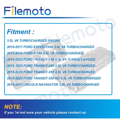 2* Aluminum Engine Valve Cover for Ford 13-16 F-150 15-23 TRANSIT-150 3.5L Turbo