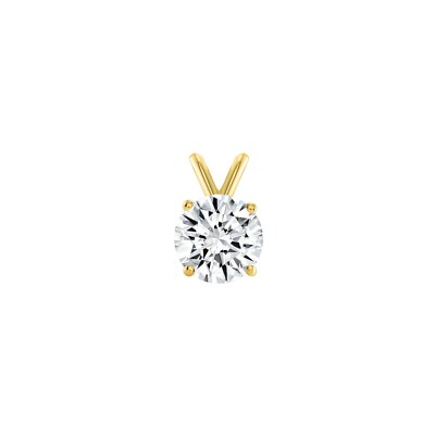 Pre-owned Shine Brite With A Diamond 1.5 Ct Round Real 14k Yellow Gold Simulate Diamond Solitaire Pendant Necklace 18 In White/colorless