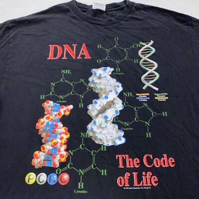vintage 90s DNA THE CODE OF LIFE T-Shirt XL soft double helix science genome