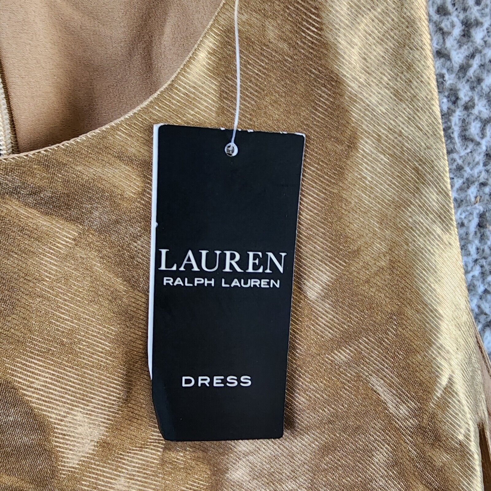 Lauren Ralph Lauren Metallic Twill Cocktail Dress Women's 12 New Bronze Back Zip - Picture 6 of 13