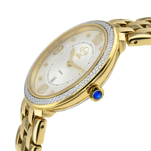 Pre-owned Gv2 By Gevril Women's 12901b Verona Mop Dial Diamond Swiss Quartz Ipyg Watch