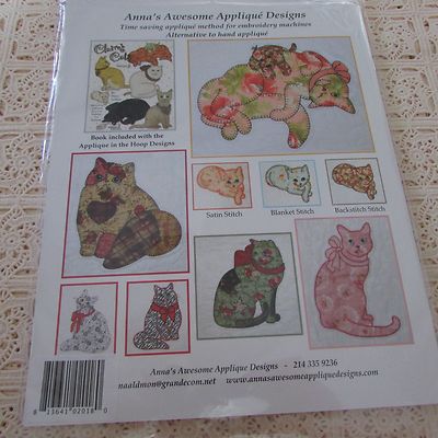 NEW CLAIRE'S CATS Vol 2 PATTERN & BOOK Applique designs IN THE HOOP SO CUTE!