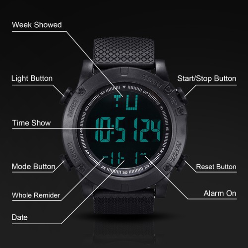 2Pack Waterproof Digital Sports Watch Military Tactical LED Backlight Wristwatch