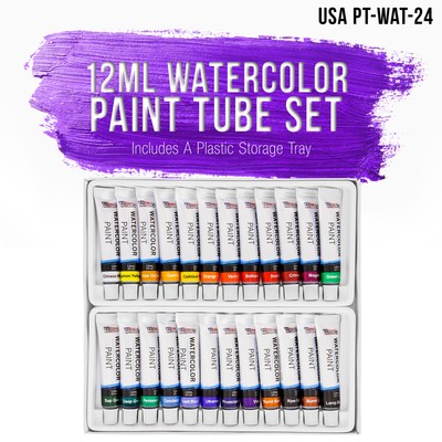 Professional 24 Color Art Watercolor Paint Set, 12ml Tubes Craft Artist Painting