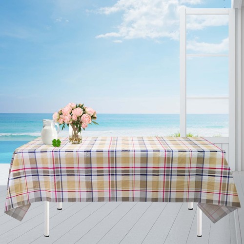 Oblong Heavy Flannel Backing Tablecloths Waterproof Vinyl Table Cover Oil-proof