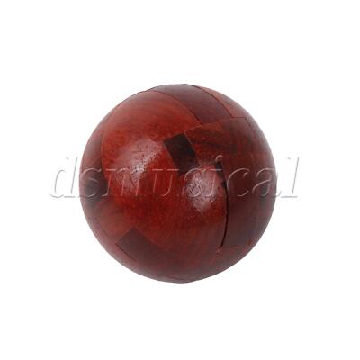 Rosewood Lu Ban 3D Puzzles Lock for Logical Thinking Spherical Type Red