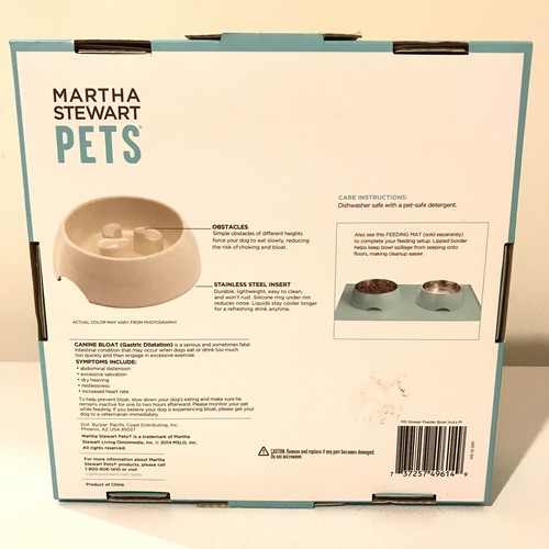 Martha Stewart Pet Slow Feeder Food Bowl Cream Color Helps Prevents Bloat