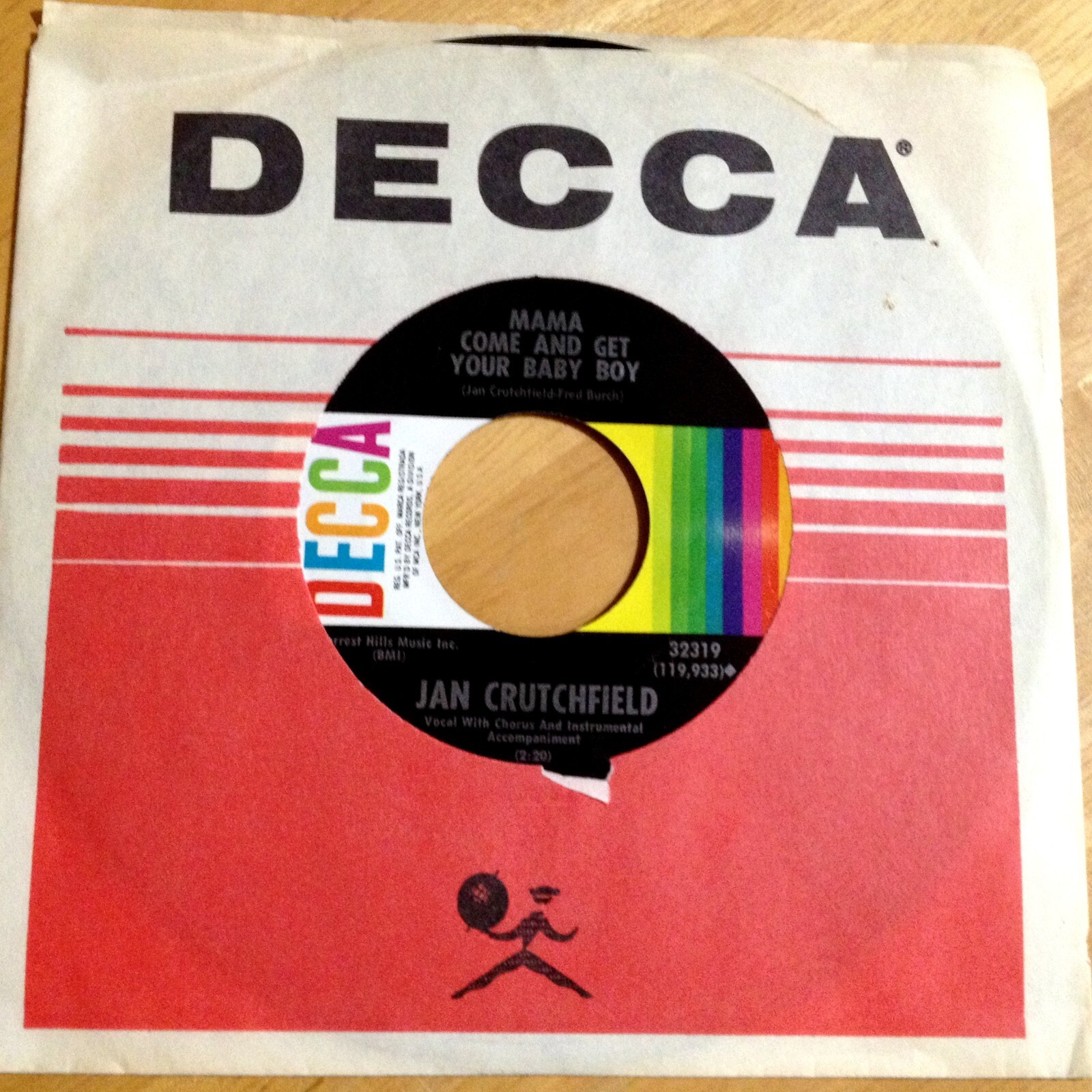 Jan Crutchfield 45 Mama Come And Get Your Baby Boy / Lost