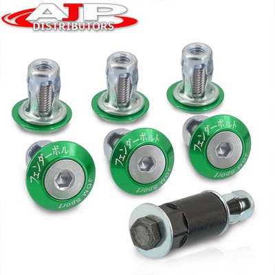 Universal JDM Sport 6-piece Anchor Type M6 Fender Washers Dress Up Kit Key Green