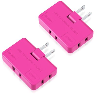 2 Pack 2 Prong Rotatable Socket Flat Wall Plug Outlet Extender Mini Adapter
