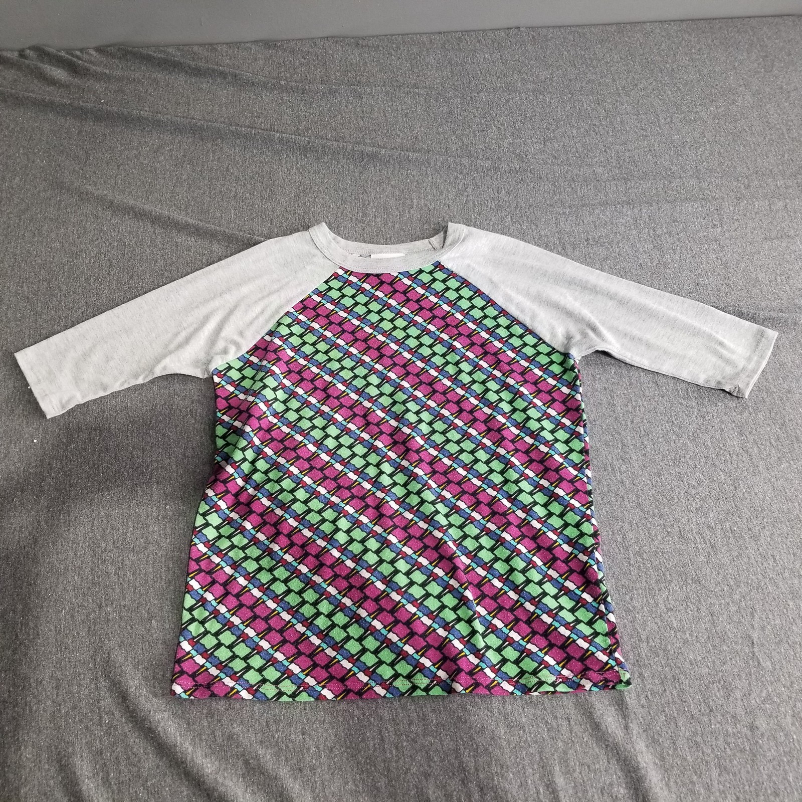 Lula Roe Girls Blouse Sz 8 Sloan Top Cute Multicolor Design