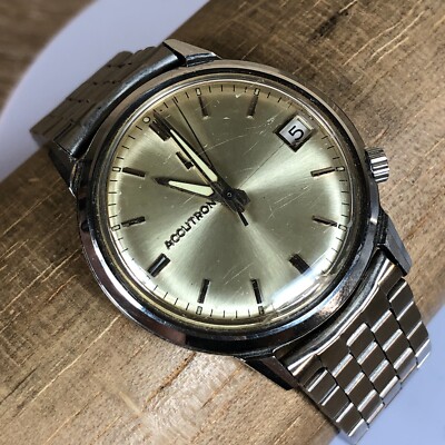 Vintage Bulova Accutron 218 M7 JB Champion Bracelet Stainless Steel Quartz Watch