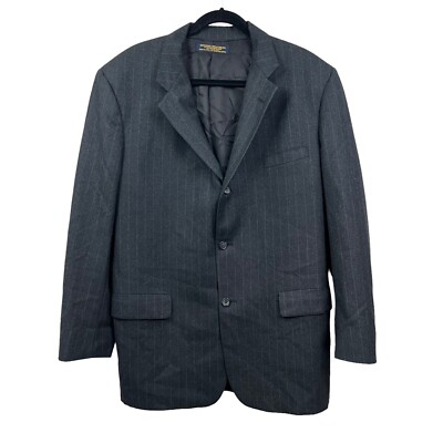 Brooks Brothers Stripe Gray Wool Blazer Sports Coat Vented 3 Button Men Sz 44R*