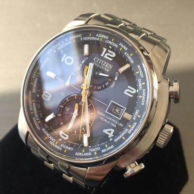 Mens Citizen Watch Eco Drive World Time Sapphire Radio Controlled AT9010  Genuine | eBay