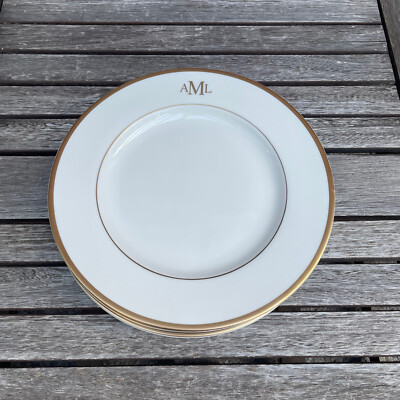 Williams Sonoma Pickard Signature Dinnerware Dinner Plates Set Of 4 MONO  AML 