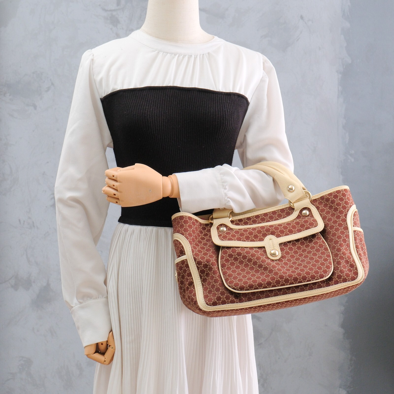 バッグ CELINE C MACADAM LEATHER BOOGIE HAND BAG CELINE Boogie Hand bag Purse Macadam Canvas Leather Authentic | eBay