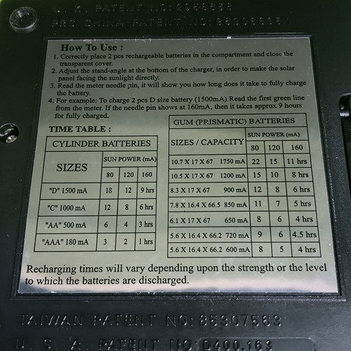 Solar Charger | AA | C | D | Adjustable