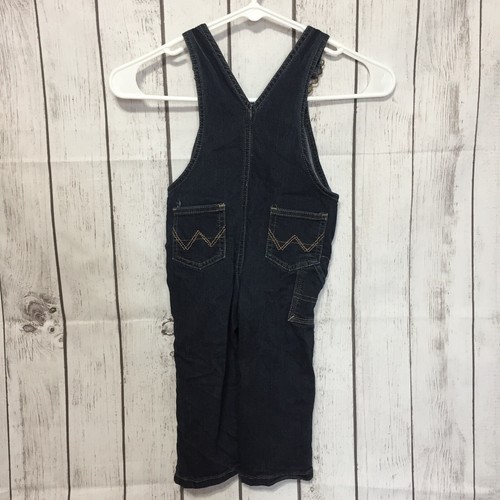 Wrangler Blue Jean Bib Overalls 24 Months Dark Wash Toddler Stretch Snap Crotch