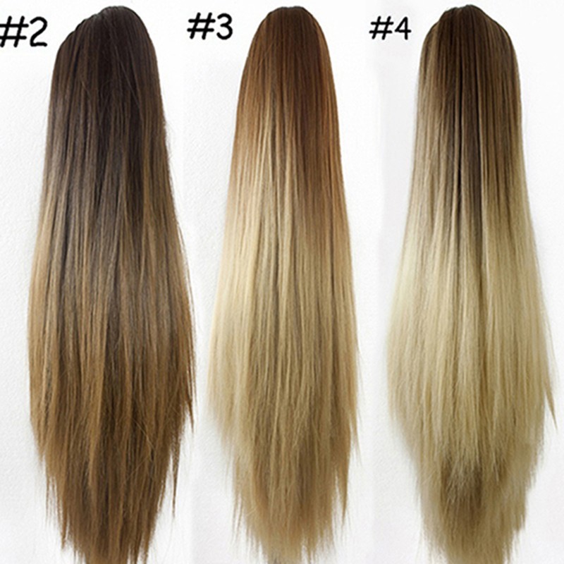 19.7" Clip In Hair Extension Wrap Around Ponytail Long As Human Stitching Color