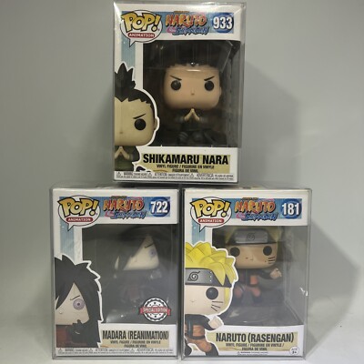 Lot Of 3 Naruto Shippuden Funko Pop, Madara, Shikamaru, Naruto #ML