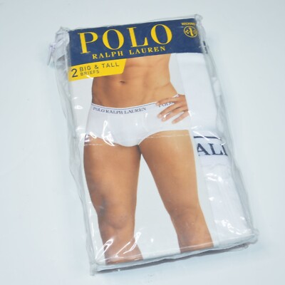 2 Pack POLO RALPH LAUREN Relaxed Fit White Cotton Men's Underwear Briefs 4X Big