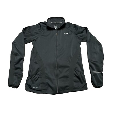 Nike Jacket Womens M Element Shield Full-Zip Running Black Reflective 744770 010
