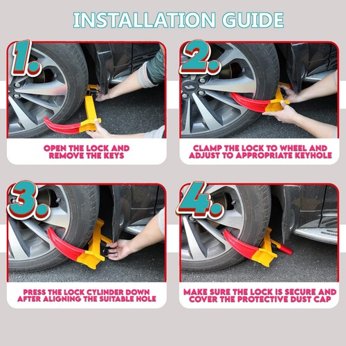 2X  Wheel Clamp HEAVY-DUTY Universal Tire Lock Car Motorcycle Truck Trailer Boat