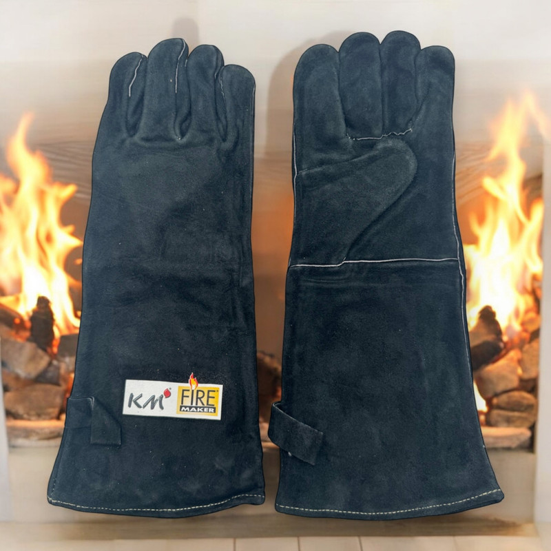 Grillhandschuh Leder, Kaminhandschuh, Ofenhandschuh, Hitzehandschuh Firemaker