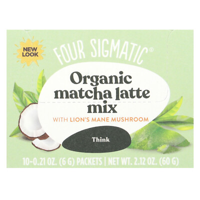 Think, Organic Matcha Latte Mix with Lion's Mane Mushrooms, 10 Packets, 0.21 oz