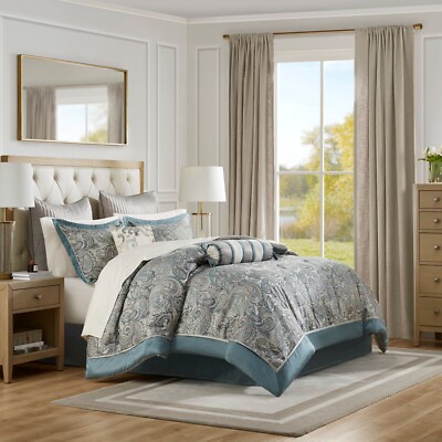 Madison Park Aubrey 12 Piece Comforter Set with Cotton Bed Sheets
