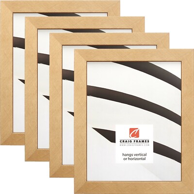 Craig Frames Essentials, 1'' Wide Modern Distressed Gold Picture Frame Set of 4