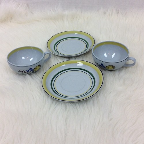 Arabia of Finland Windflower Two Flat Cups Saucer for Soup Bowl 1955 - 1970