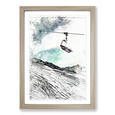 Ski Lift In The Alps In Abstract Wall Art Print Framed Canvas Picture Poster