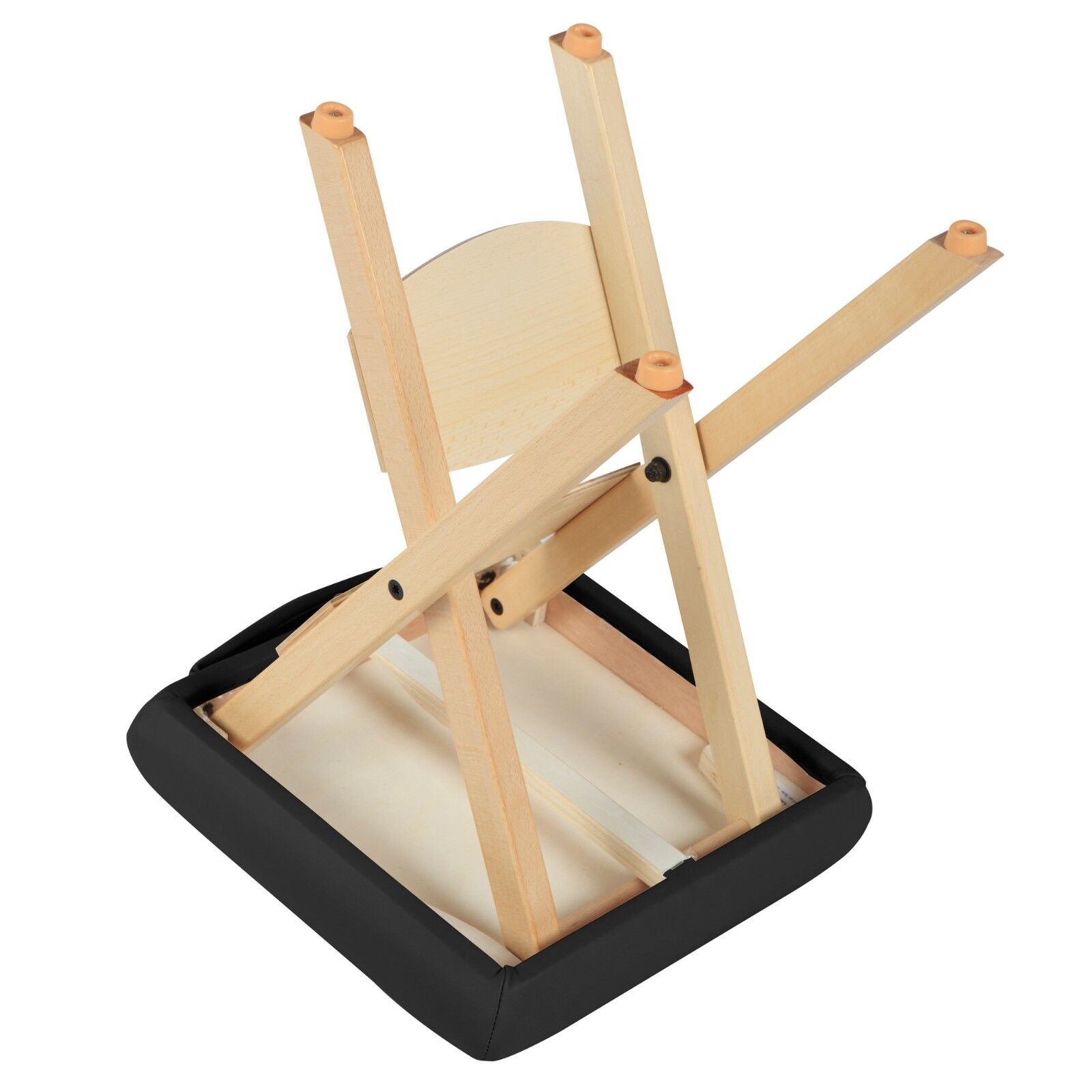 Mt Massage Wooden Handy Folding portable adjustable stool chair Black