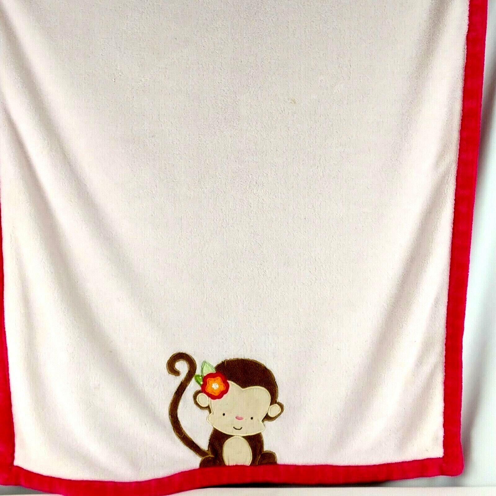 Embroidered Monkey Pink Security Soft Lovey 32 X 39