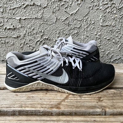 Nike Shoes Men Size 12 Metcon DSX Flyknit Black White CrossFit Training Sneakers