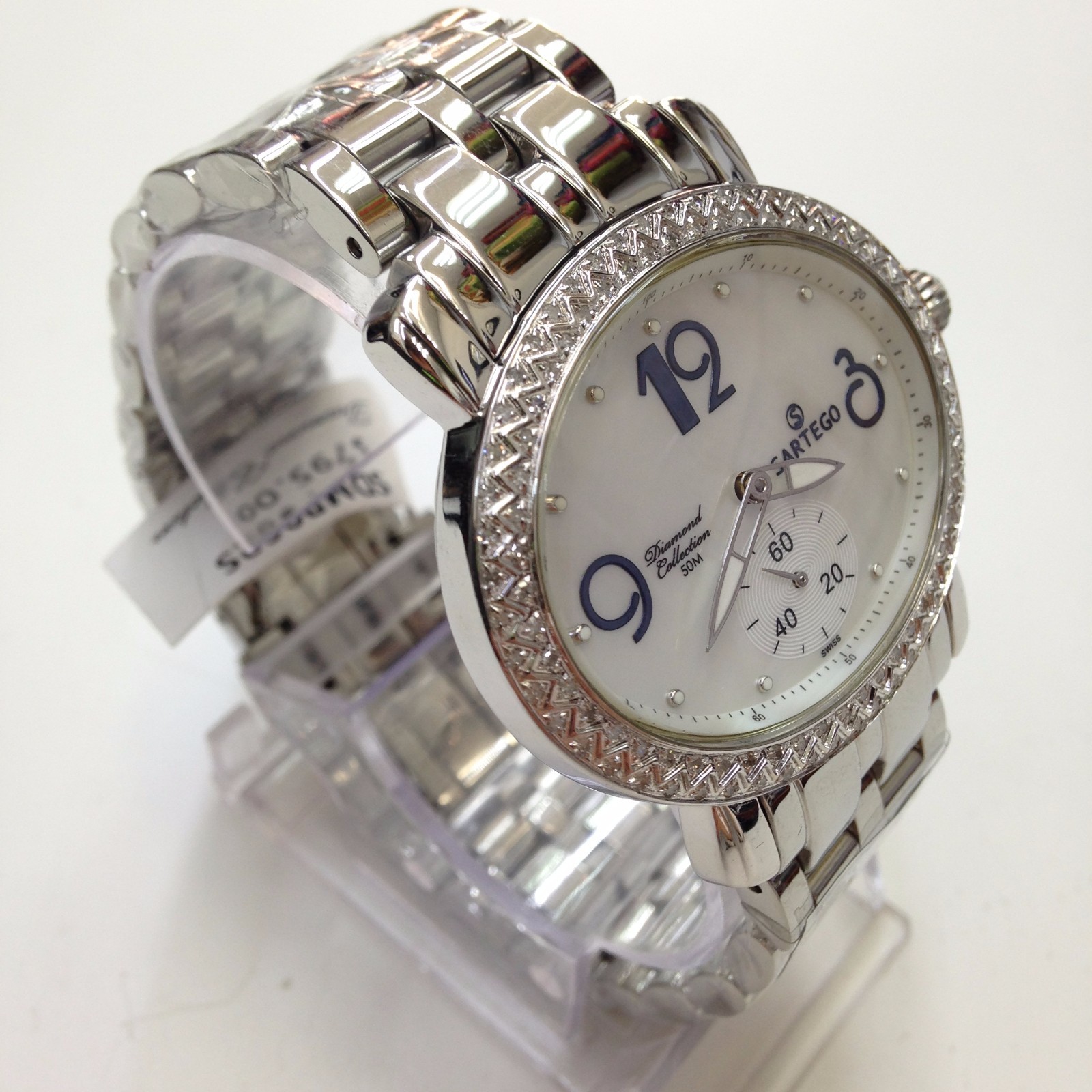 Pre-owned Sartego Women's Diamond Collection White Pearl Swiss Quartz Watch Sdpp062s