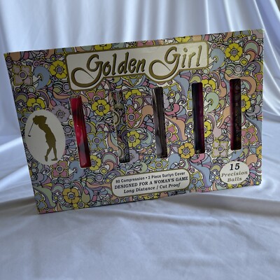 Golden Girl ~ Golf Balls ~ 12 Golden - 3 Pink Crystal - Colorful Vintage