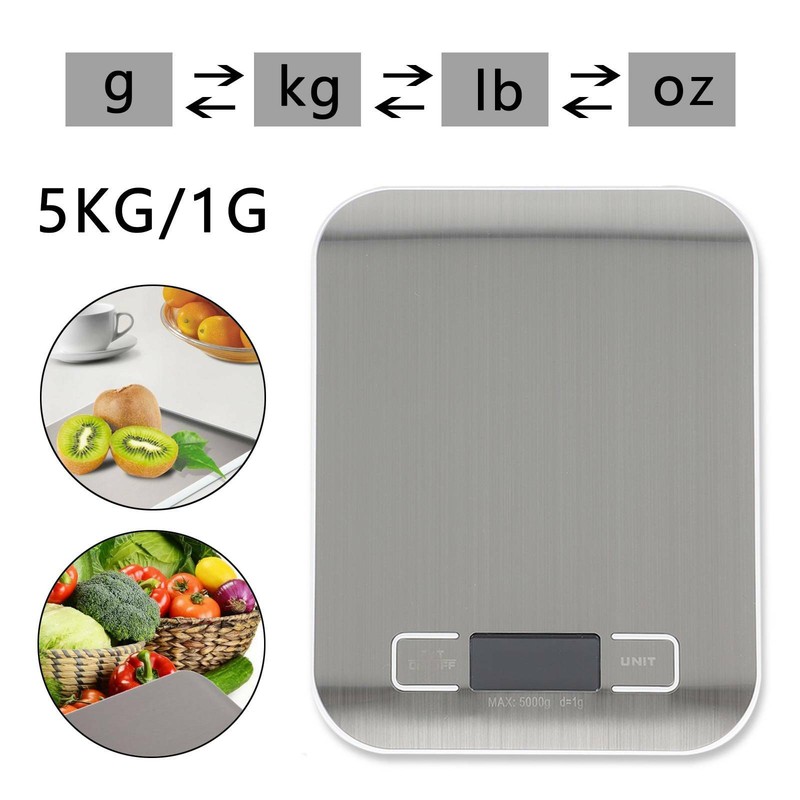 Küchenwaage Haushaltswaage Briefwaage Digitalwaage Waage Edelstahl 5 kg/1g