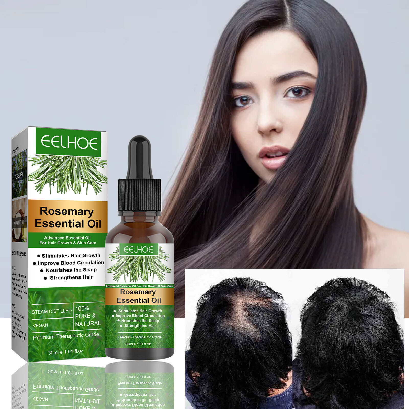 Rosemary Essential Oil For Hair Growth 100% Pure Natural Therapeutic Grade 30ML