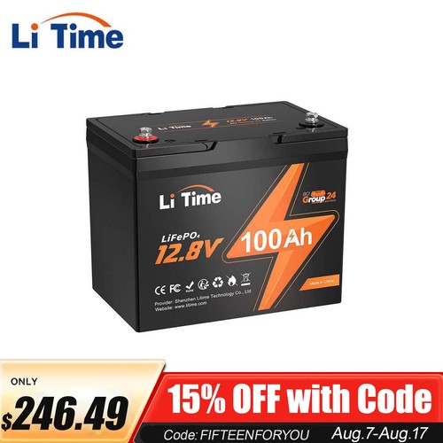 【LiTime】12V100Ah LiTime 12V 100Ah Mini LiFePO4 Battery - Small 12V Deep Cycle
