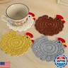 Handmade Crochet Chicken Coasters Set of 4 - Funny Gifts, Stuffed Animal-Themed Drink Coasters, Cute Desk Accessories, Home Decor, Tabletop Protection, Crazy Chicken Lady Must Have (Style 1)