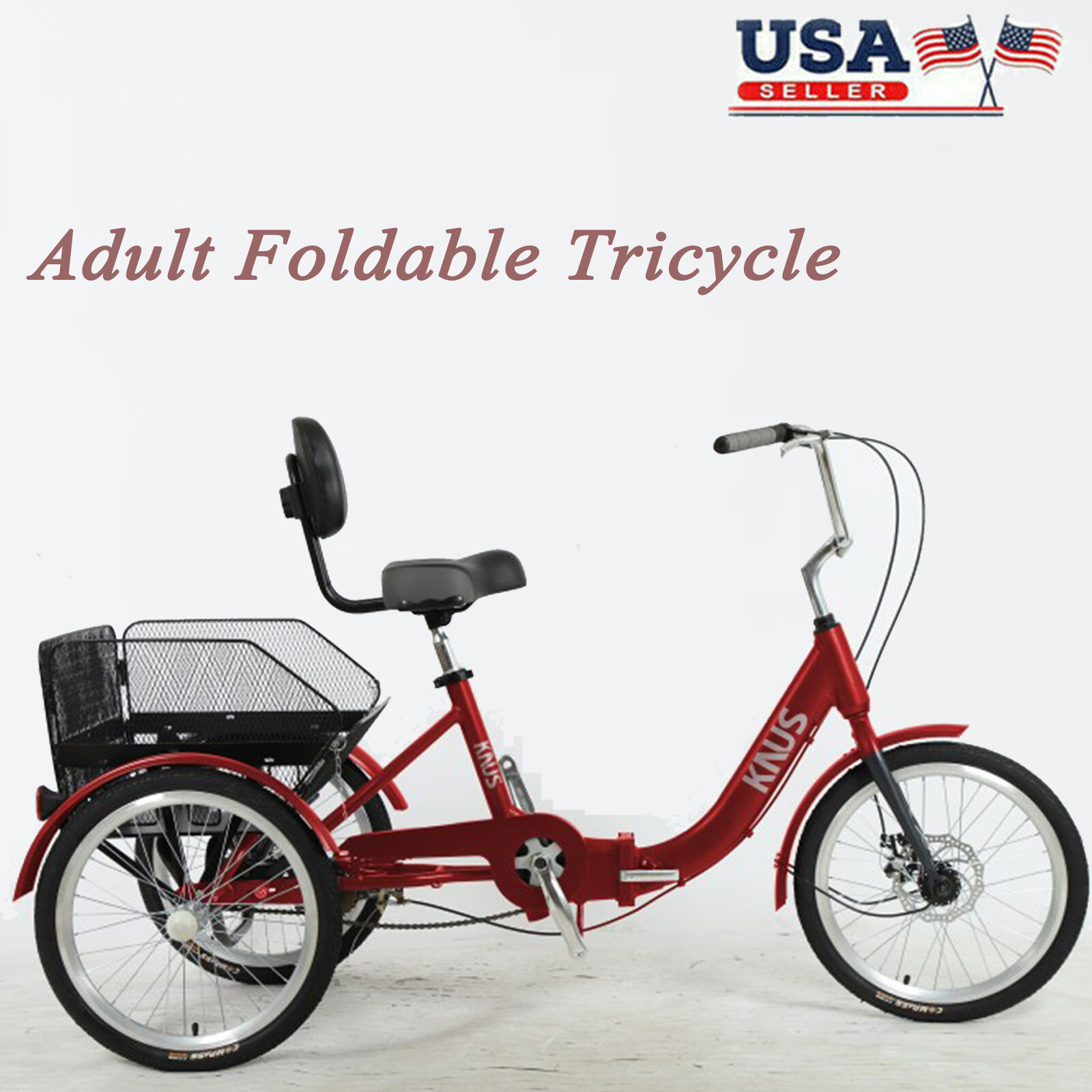 24-Inch Wheels 7-Speed Adult Foldable Tricycle Cruiser Bike 