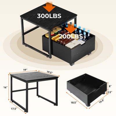 Mini Fridge Refrigerator Stand with Mobile Storage Drawer Beverage Cooler Table