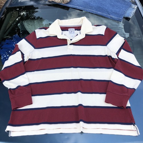 Vintage 90s Lands End Multicolored Striped Rugby Polo Shirt